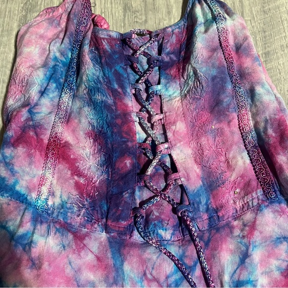 Sapogee World Queen Tie-Dye Pink, Blue, Purple Women's Dress; OS Fit - Picture 2 of 13